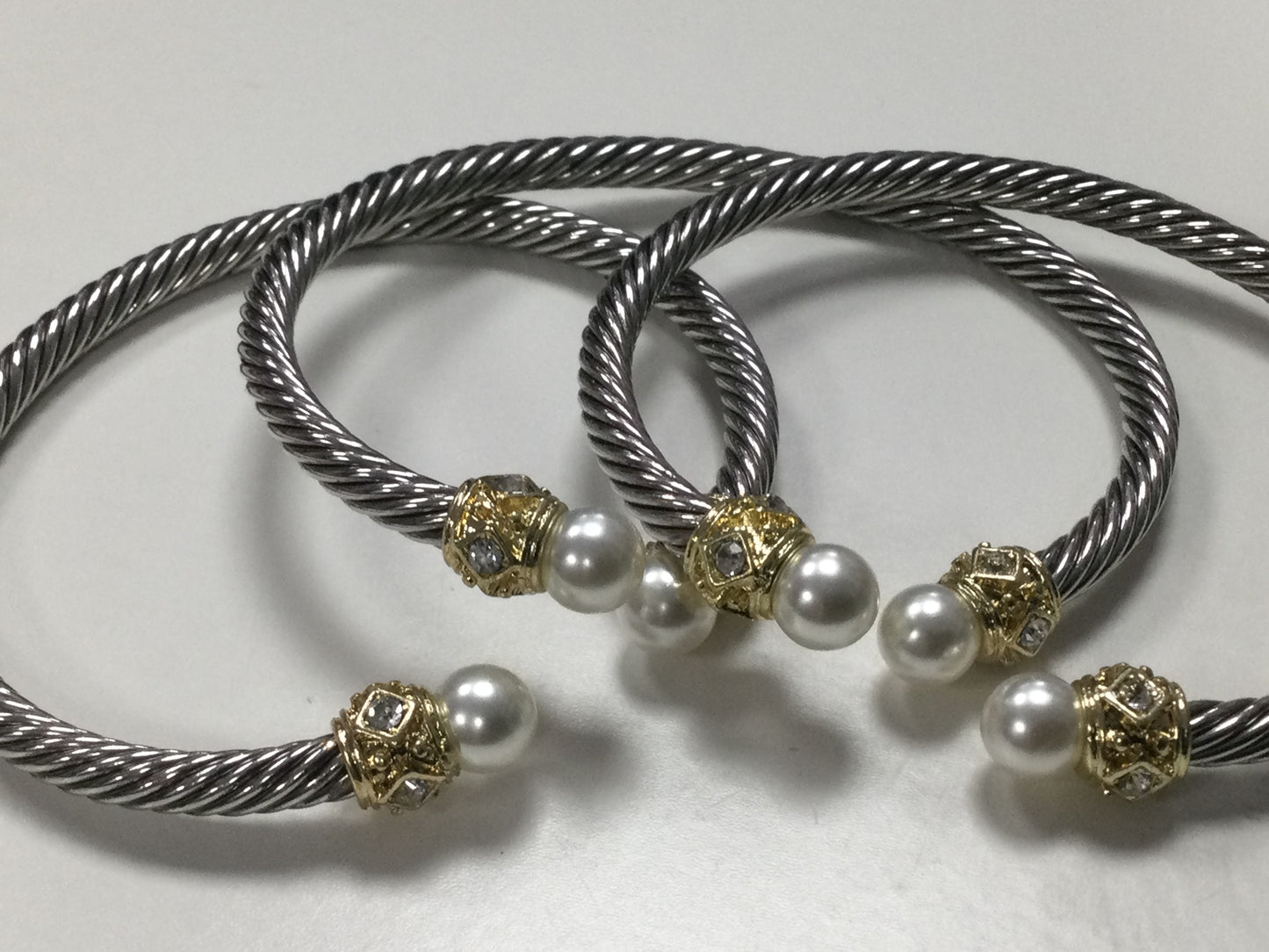 Rope silver pearl bracelet