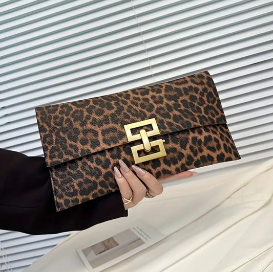 Large Leopard Clutch