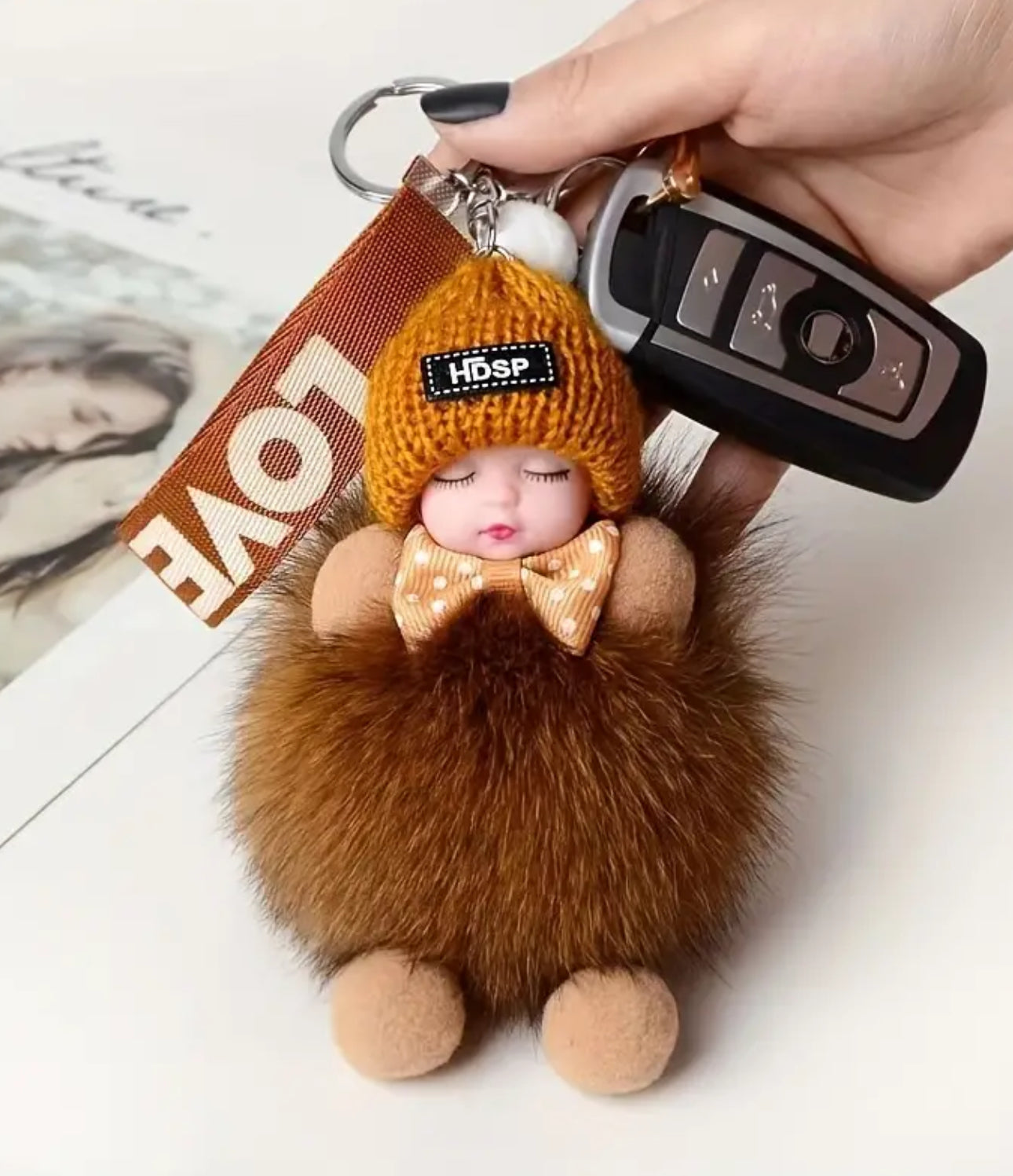 Sleepy Ruby Doll Key Chain