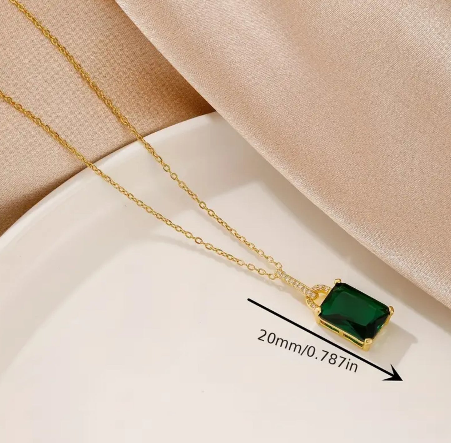 Emerald Square Pendant Necklace