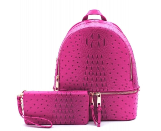 HOUSTON Ostrich Croc 2-in-1 Backpack