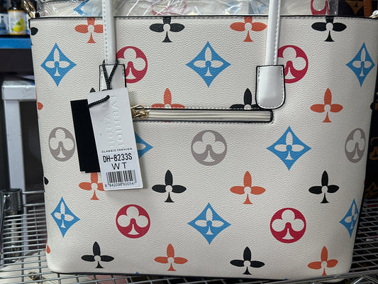 3in1 Monogram Print Tote Bag With Bag Wallet. DH-8233S WT