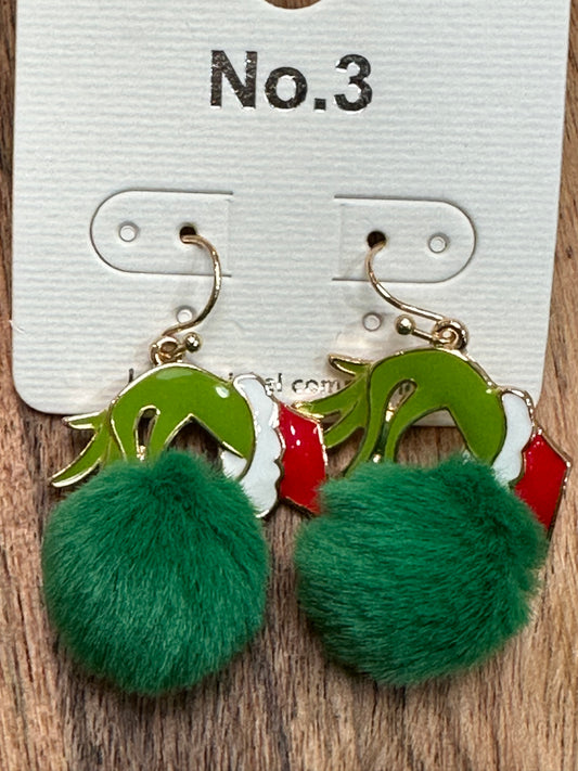 Grinch Pompom Earrings