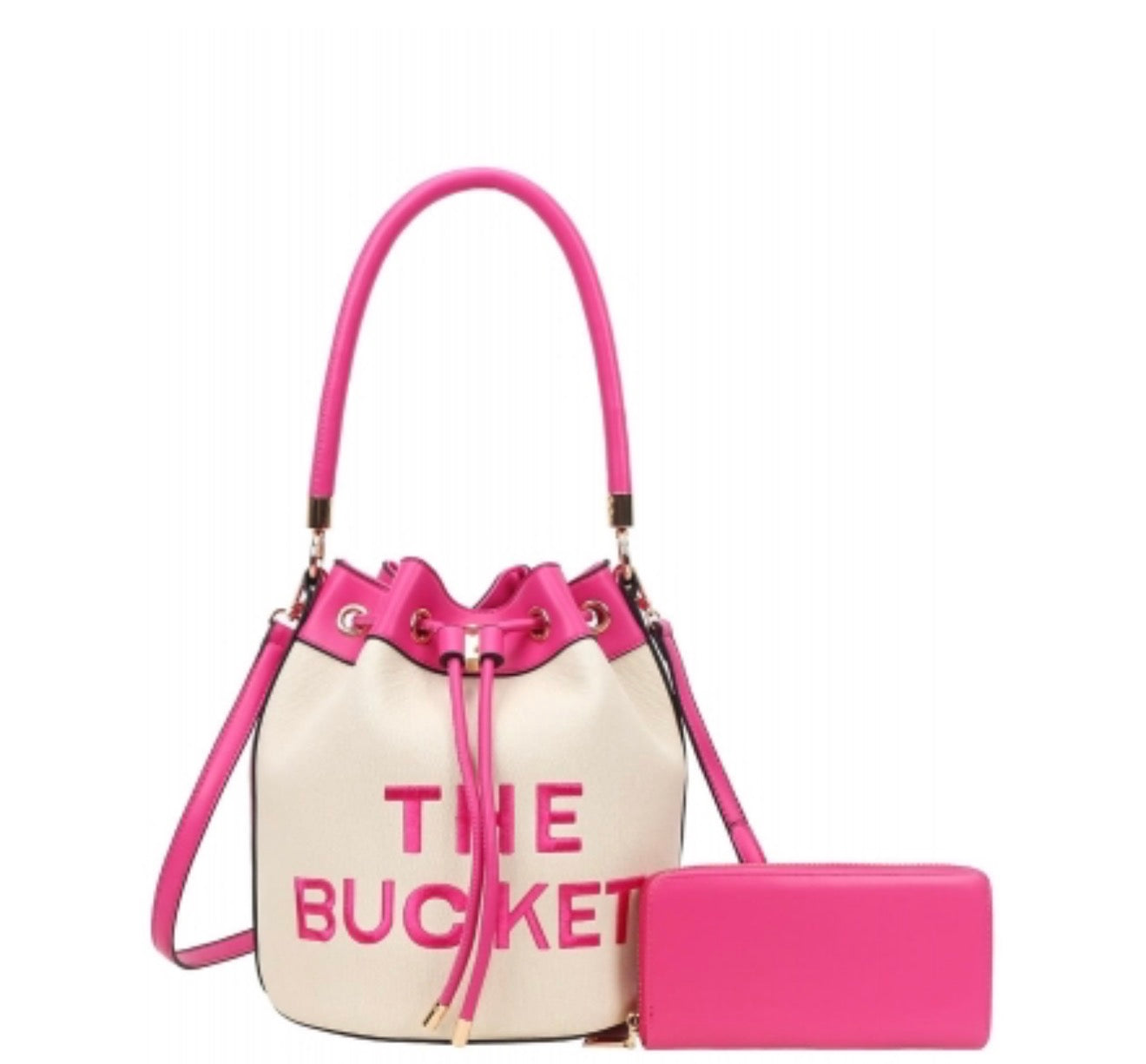 The Bucket Draw String Embroidery Hobo -Shoulder Bag with Wallet BL-9153W