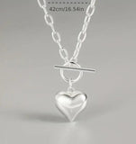 Silvery Heart Pendant Necklace