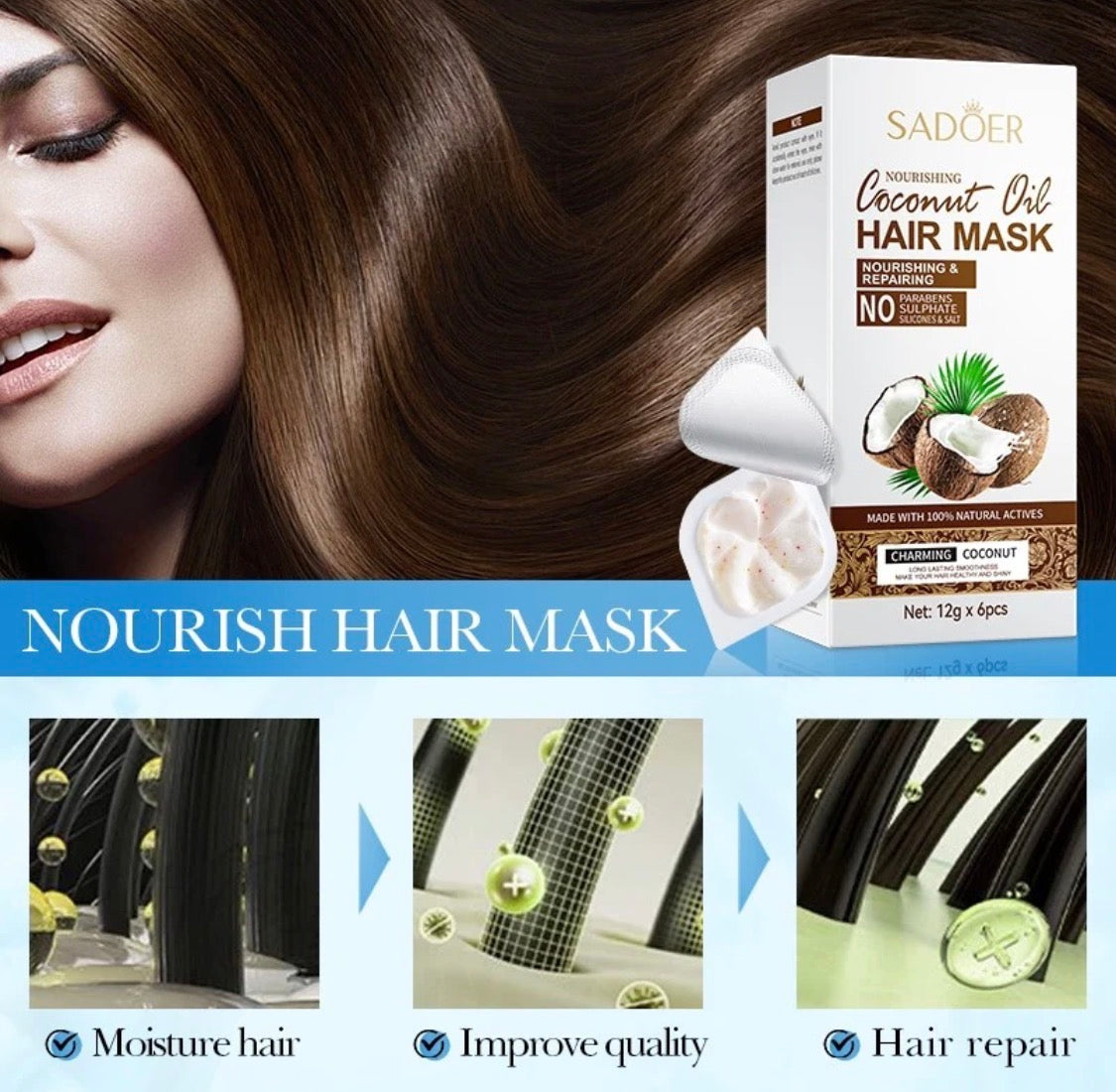 WSC SADOER Coconut Hair Mask 12g x 6pcs