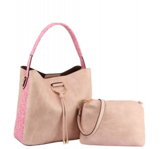 Leopard Colorblock D-ring 2-in-1 Hobo Shoulder Bag DV0677