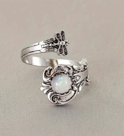 Dragonfly Moonstone Open Ring,