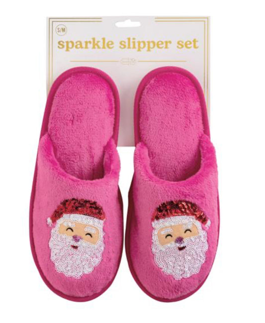 HOLIDAY SANTA CLAUS SPARKLE SLIPPERS