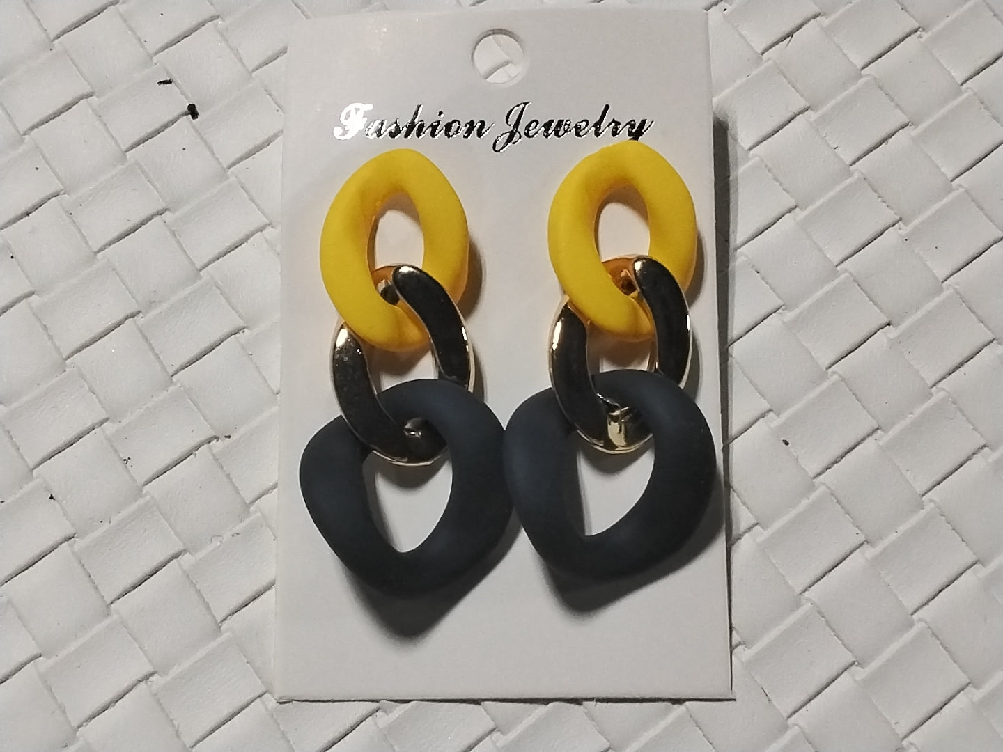 Yellow & Blue Link Earrings