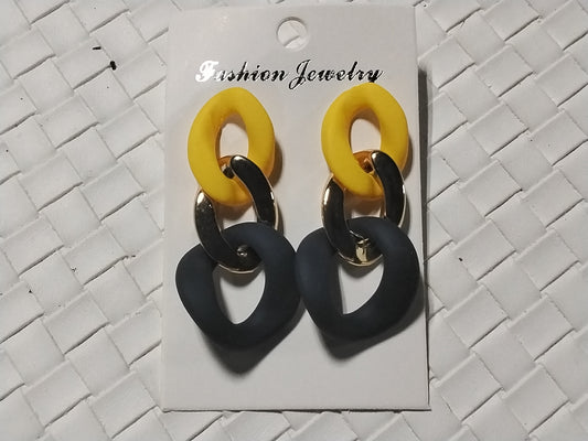 Yellow & Blue Link Earrings