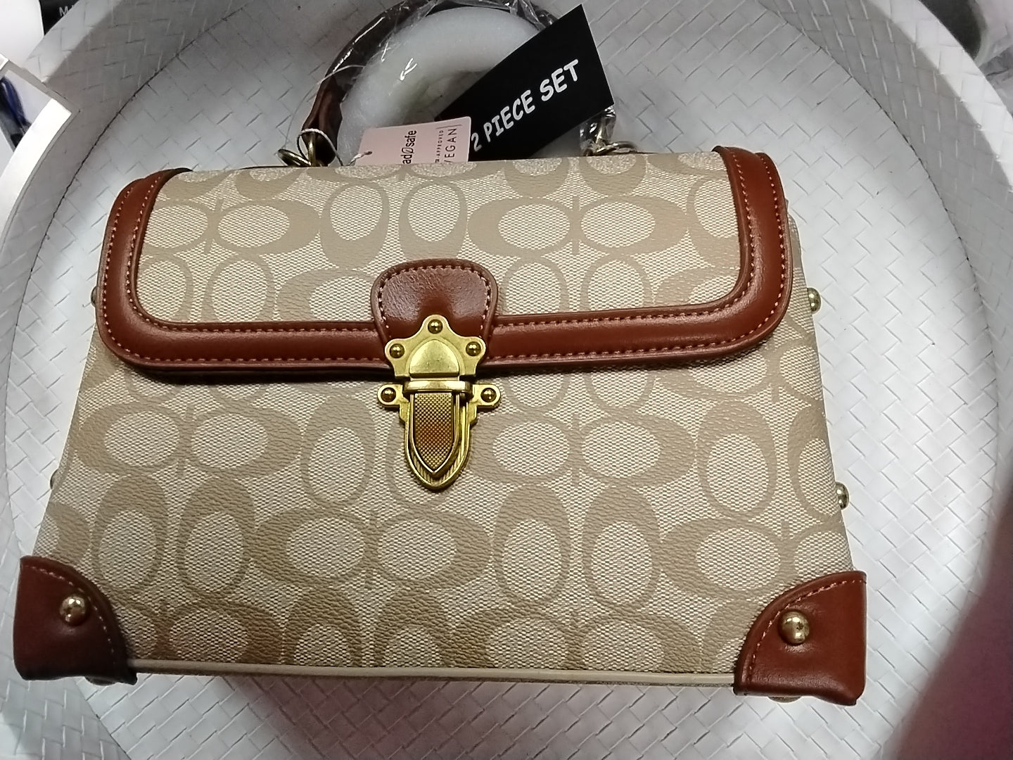 2n1 oval print sachel wallet set