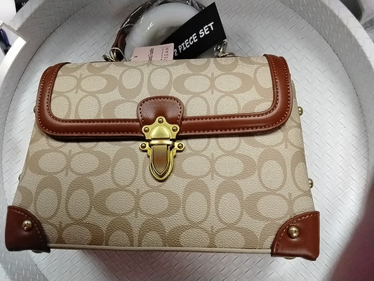 2n1 oval print sachel wallet set