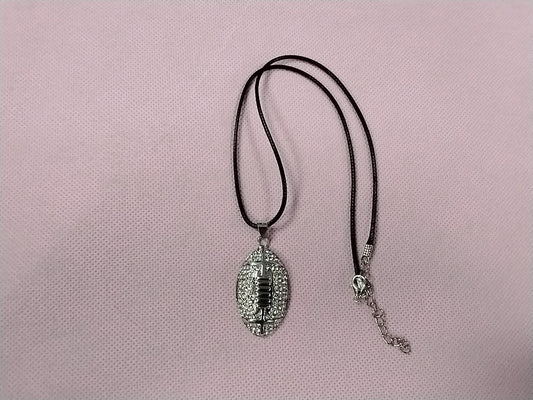 Silver football necklace