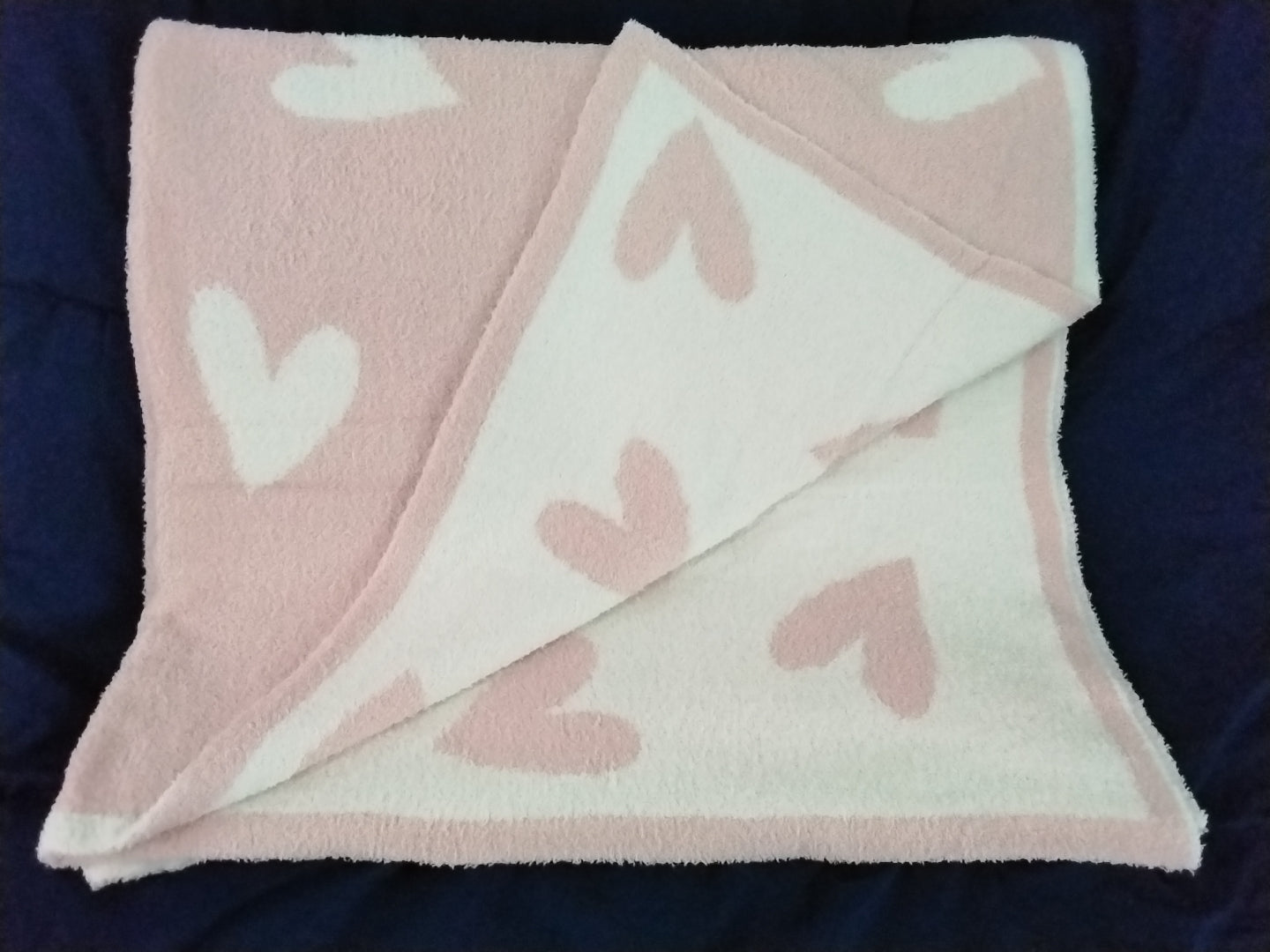 Mud pie Chenille Pink and white reversable  blanket