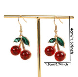 14K Golden Plated Red Cherry Drop Earrings