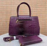 The Michelle Bag 2pcs Crocodile Pattern Handbag Set, Tote Bag With Wallet For Women