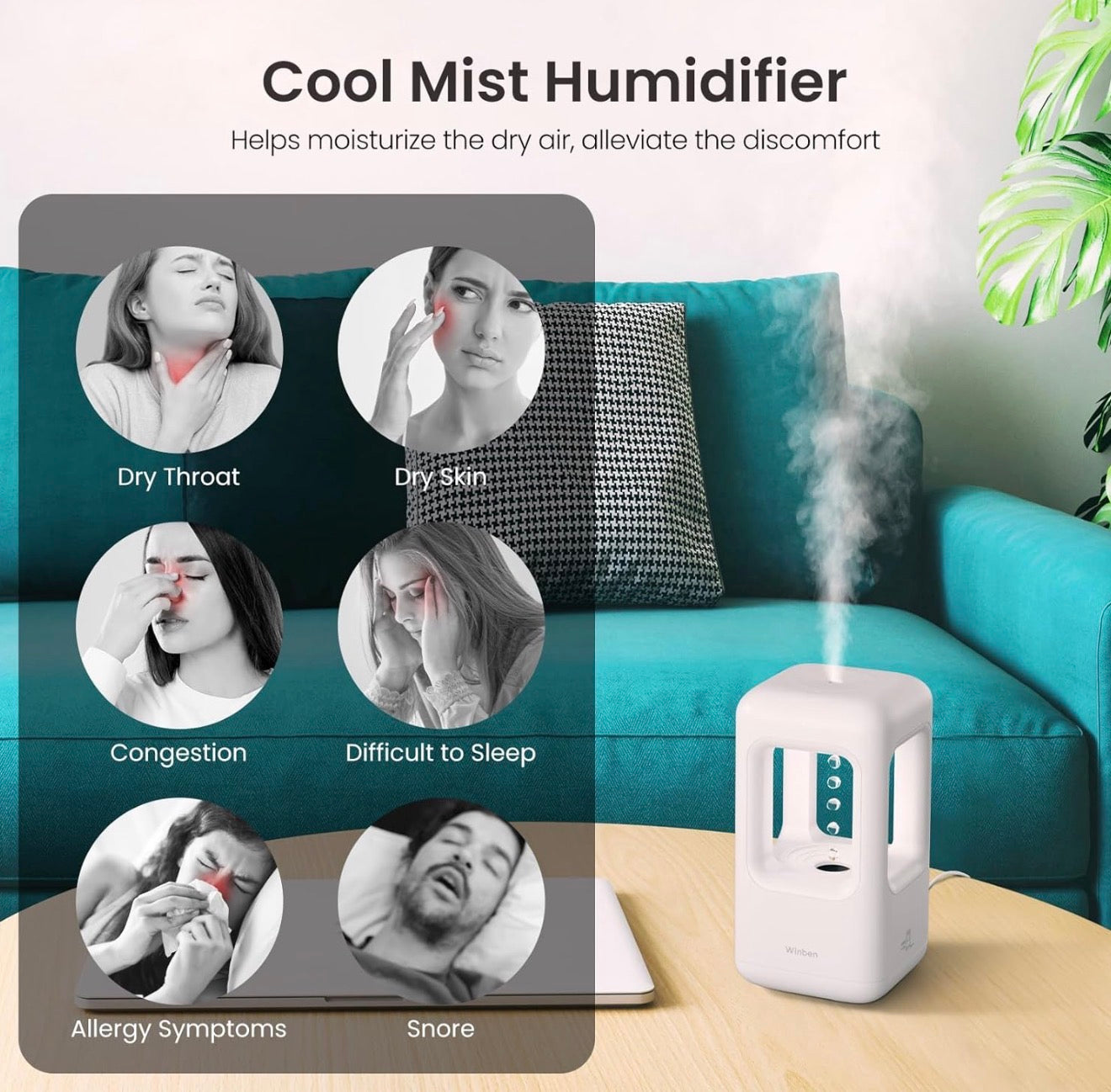 Winben Anti Gravity Water Drop
Air Humidifier with LED
Ambiance Backlight