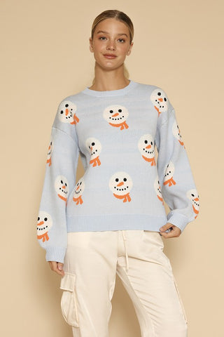 All over snowman holiday knit sweater