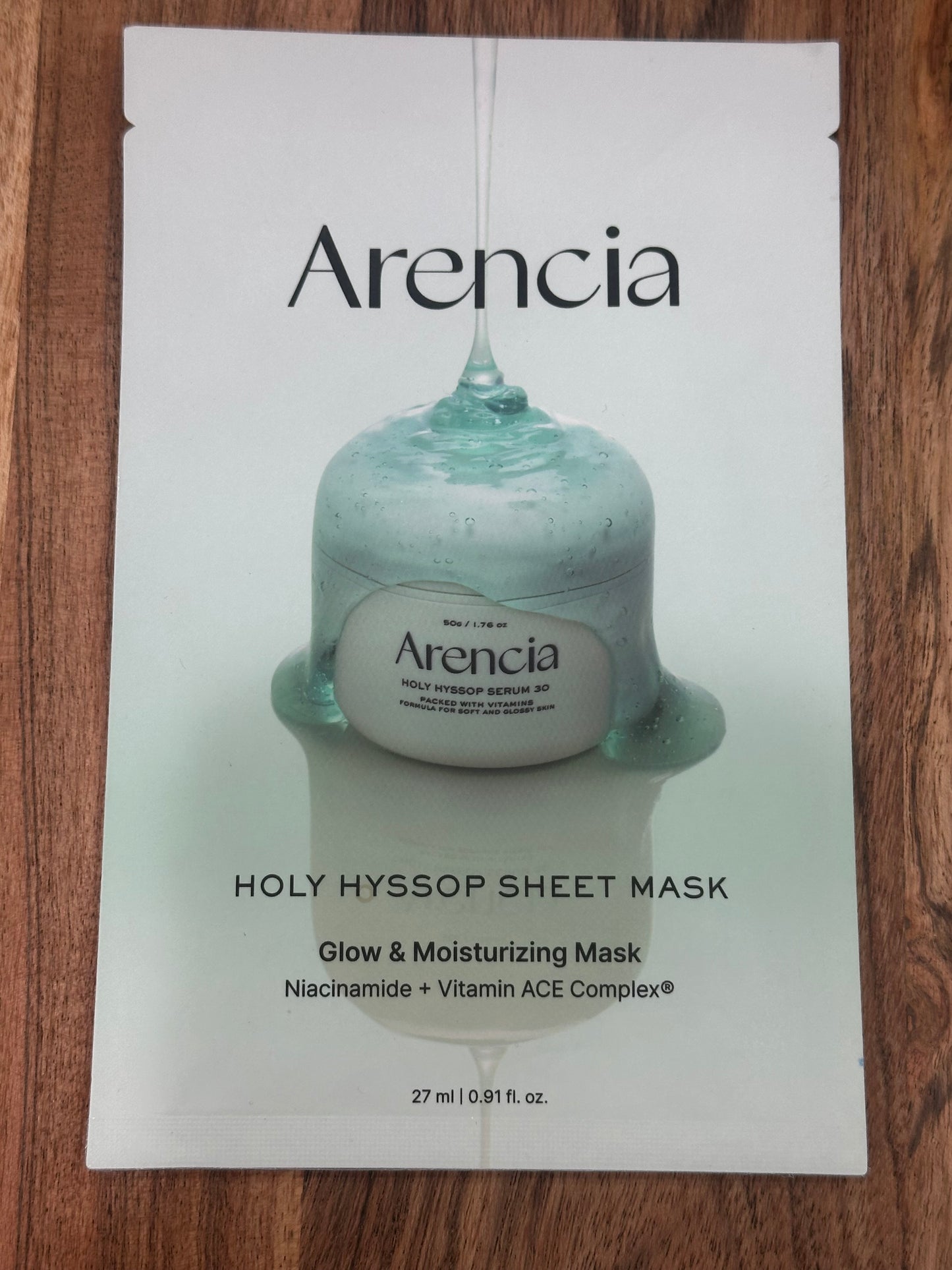 Arencia – Holy Hyssop Glow & Moisturizing Sheet Mask (27 ml)