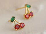 Red Synthetic Zircon Cherry Earrings