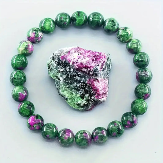 A Natural Green Bead Elastic Stress Relief Bracelet