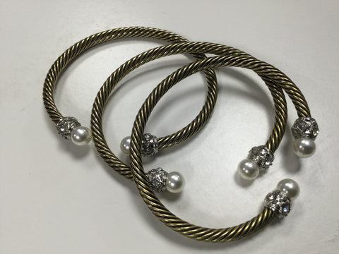 Rope gold pearl bracelet