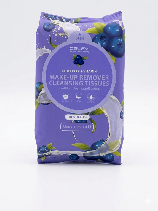 Blueberry & Vitamin Make-Up Remover Cleansing Tissues – 30 Sheets