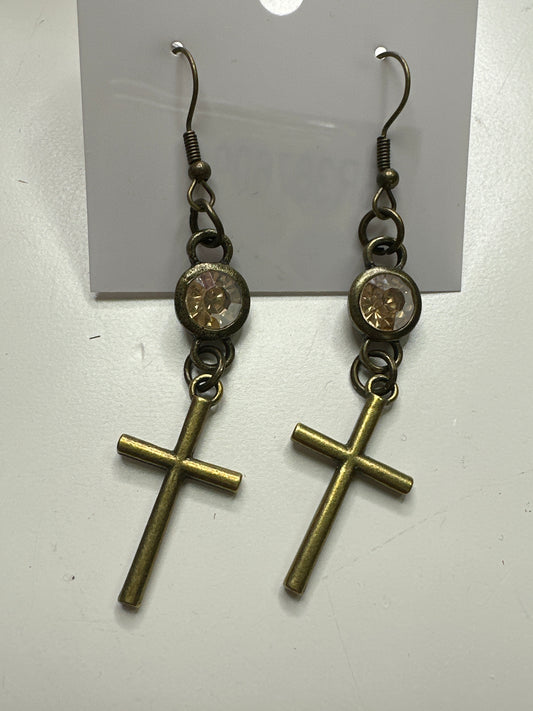 Cross gold earrings