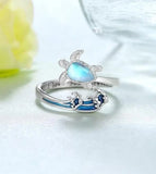 Sea Turtle Wave Open Ring