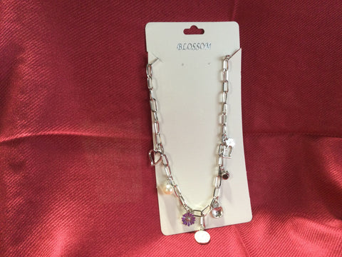 SILVER FLOWER apple charm necklace