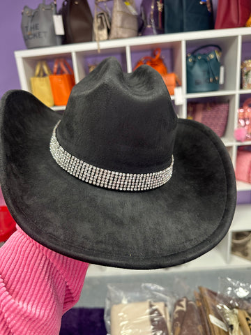 Black Rhinestone Hat