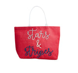 RED 4TH OF JULY SPARKLE TOTE BAG