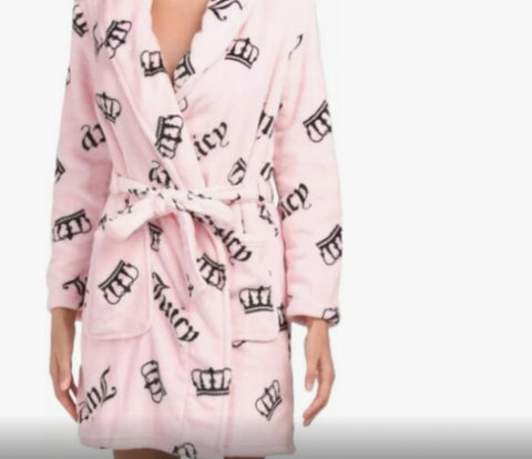 Juicy Couture Bathrobe Robe Crown Pink Sleepwear