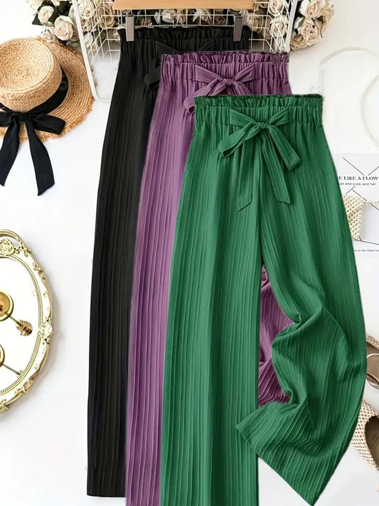Elegant Solid Color Pants with Lace-Up Detail - XXL