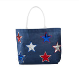 RED 4TH OF JULY SPARKLE TOTE BAG