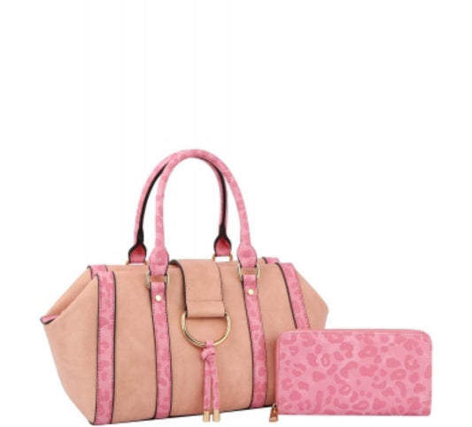 Leopard Printed D Ring Flap 2-in-1 Satchel D0693W