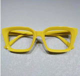 Fashionable Small Frame Square Glasses With Thick Rim And Metal Studs, Concave Shape Glasses Frame