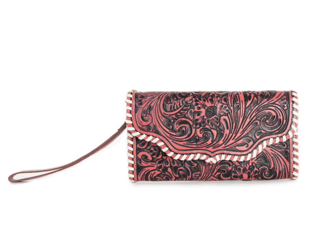 Desert Roses Wallet In Crimson In Pink