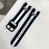 Chic Black & White Striped Silicone Watch Strap