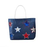 RED 4TH OF JULY SPARKLE TOTE BAG