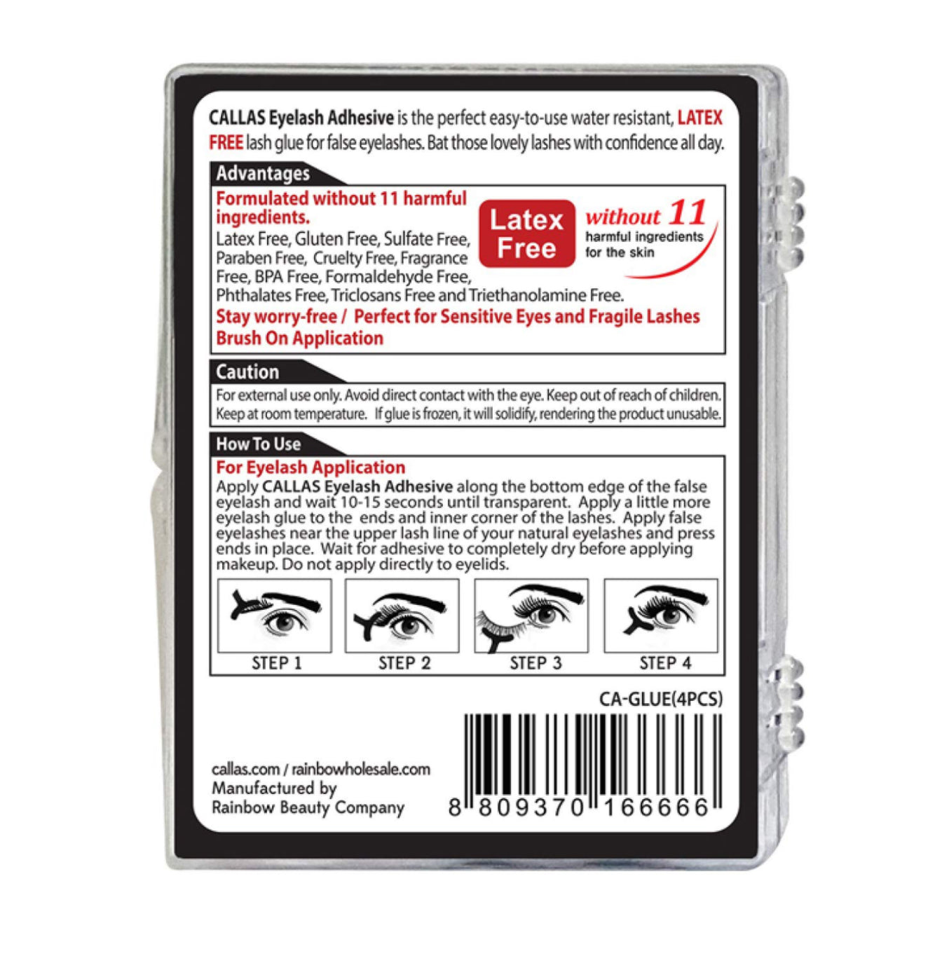 Callas Eyelash GLUE Adhesive Multi Package (Clear)