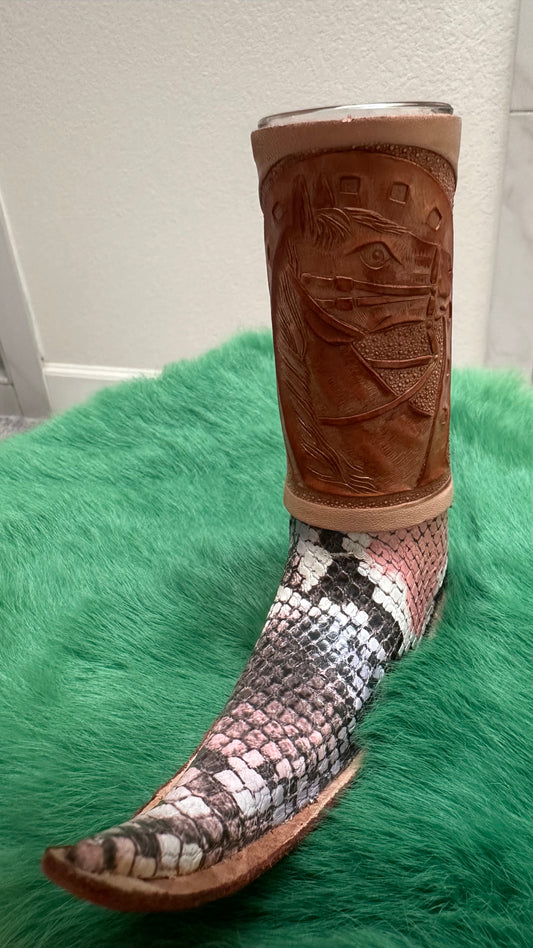 Longhorn Multicolor Pink shot glass boots