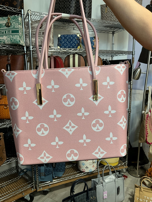 3in1 Monogram Print Tote Bag With Bag Wallet. DH-8233S PK (Copy)