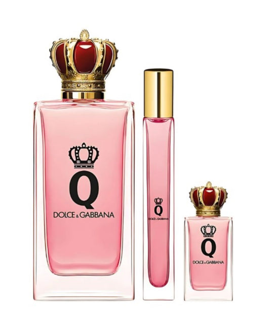 Dolce & Gabbana Queen 3-Piece Gift Set Perfume for Women – 3.4 oz EDP Spray, 0.33 oz EDP Travel Spray, 0.17 oz Mini EDP