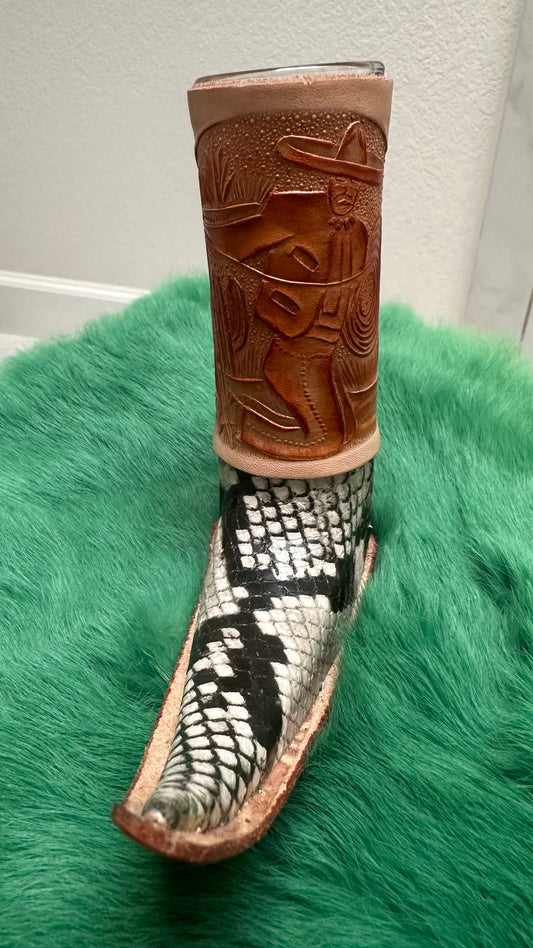 Longhorn Black and Cream multicolor shot glass boots