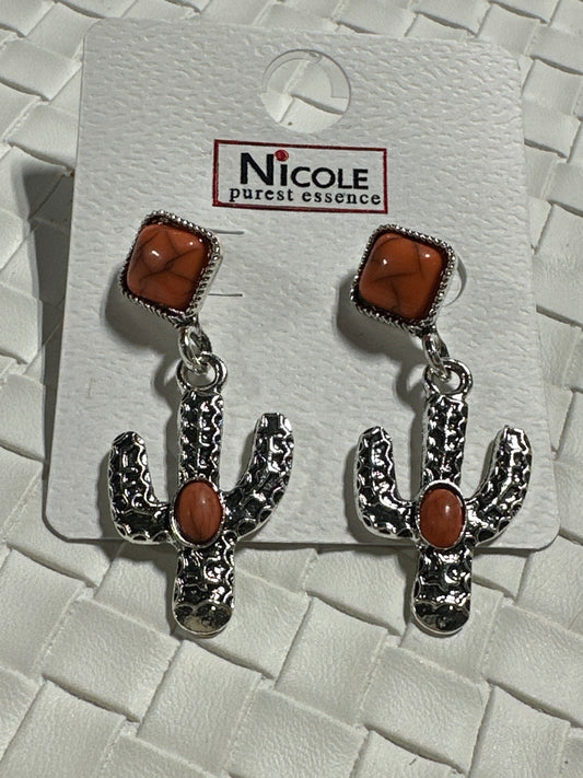 Cactus Earrings Orange