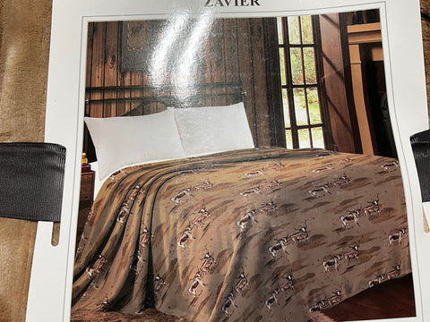 Tan Longhorn cowTwin Blanket