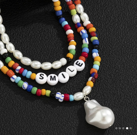 SMILE Beaded Necklace
