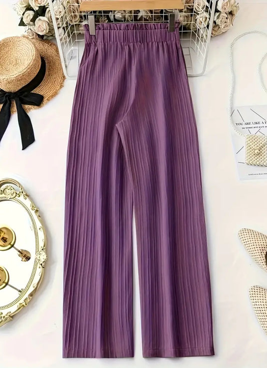 Elegant Solid Color Pants with Lace-Up Detail - XXL